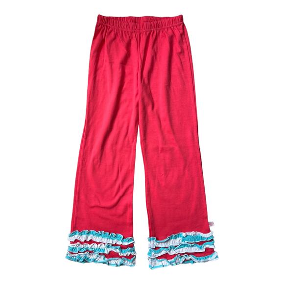 Lolly Wolly Doodle Knit Pants Elastic Waist Ruffle Hem Watermelon Blue Girl's 7 - Picture 1 of 4